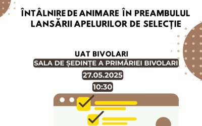Ești din BIVOLARI, Vino să afli mai multe despre apelurile de selecție ce urmează a fi lansate și condițiile de depunere a proiectelor.