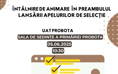 Ești din PROBOTA, Vino să afli mai multe despre apelurile de selecție ce urmează a fi lansate și condițiile de depunere a proiectelor.