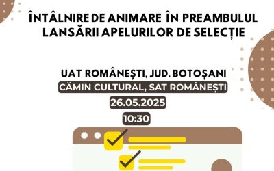 Ești din ROMÂNEȘTI, Vino să afli mai multe despre apelurile de selecție ce urmează a fi lansate și condițiile de depunere a proiectelor.