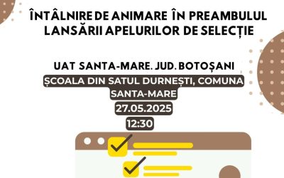Ești din SANTA-MARE, Vino să afli mai multe despre apelurile de selecție ce urmează a fi lansate și condițiile de depunere a proiectelor.