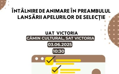 Ești din VICTORIA, Vino să afli mai multe despre apelurile de selecție ce urmează a fi lansate și condițiile de depunere a proiectelor.