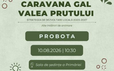 📣 Continuăm seria sesiunilor trimestriale de informare și animare a teritoriului prin întâlnirea organizată în data 10.08.2026 ora 10:30 locația Sala de ședințe a Primăriei Probota, sat Probota, com. Probota